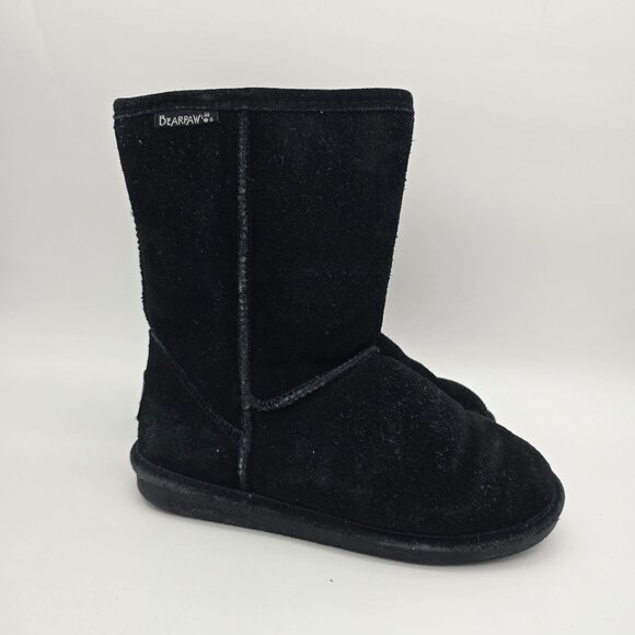 Bearpaw Emma Short Black Suede & Sheepskin Boots Womens Size 8 - Picture 5 of 9
